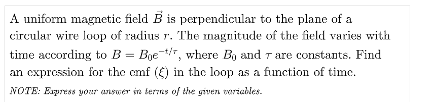 Solved A uniform magnetic field B is perpendicular to the | Chegg.com