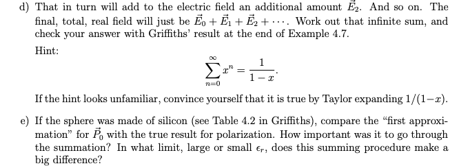Problem2 For a dielectric sphere in a uniform | Chegg.com