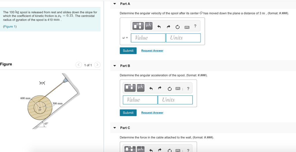 Solved Part A The 100 kg spool is released from rest and | Chegg.com