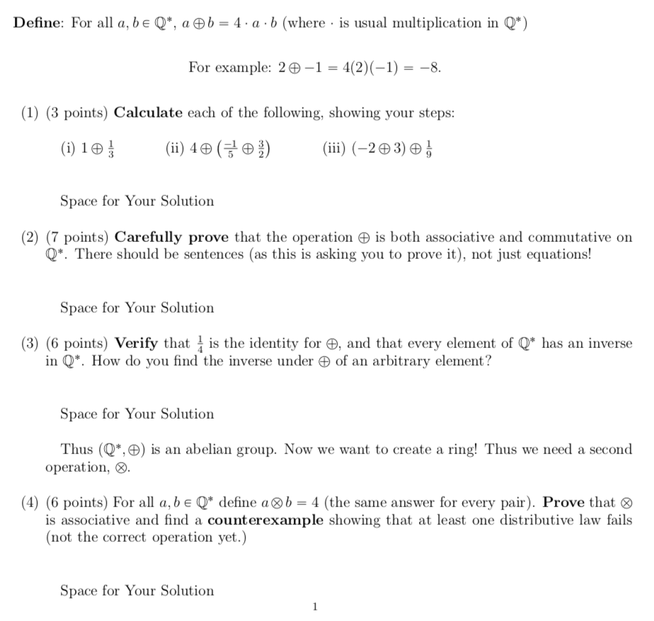 Solved Define: For All A, B E Q*, A B = 4.a. B (where · Is | Chegg.com