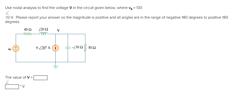 Solved Use nodal analysis to find the voltage V in the | Chegg.com