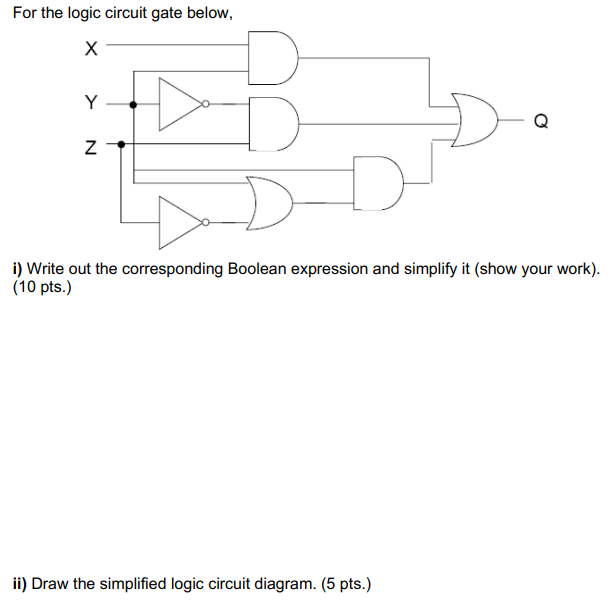Solved For the logic circuit gate below, Х Y N i) Write out | Chegg.com