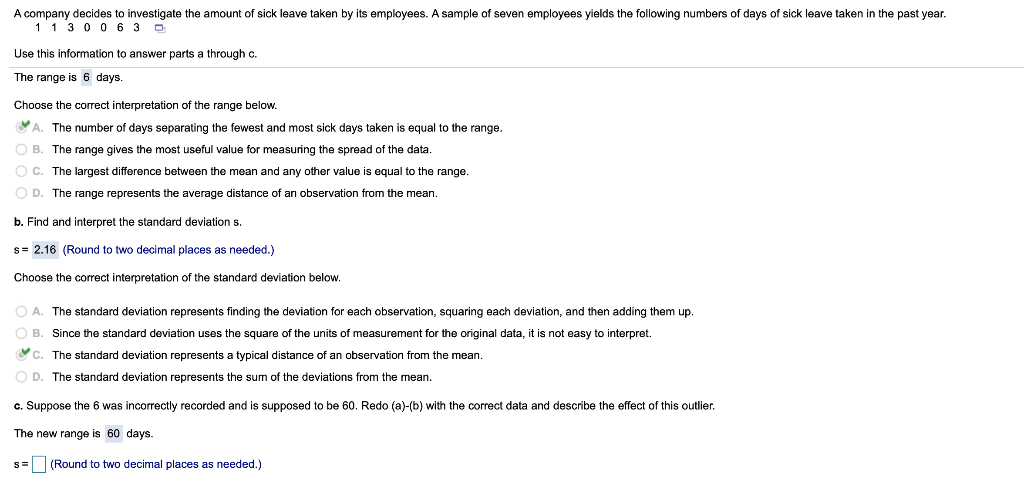 solved a company decides to investigate the amount of sic sick leave sample