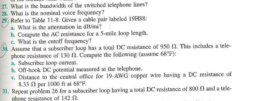 Solved 27. What is the bandwidth of the switched telephone | Chegg.com
