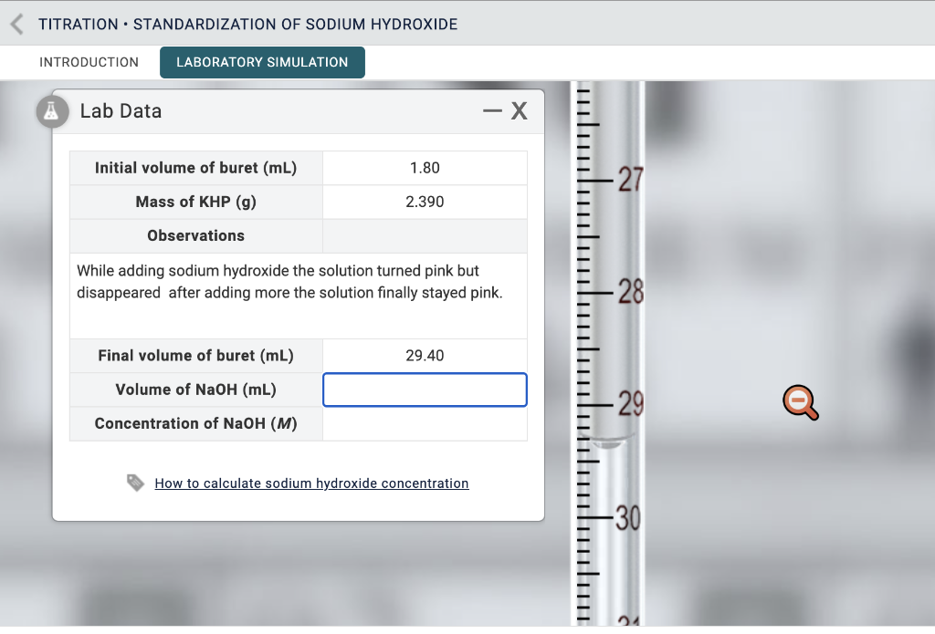 Solved Lab Data How to calculate sodium hydroxide