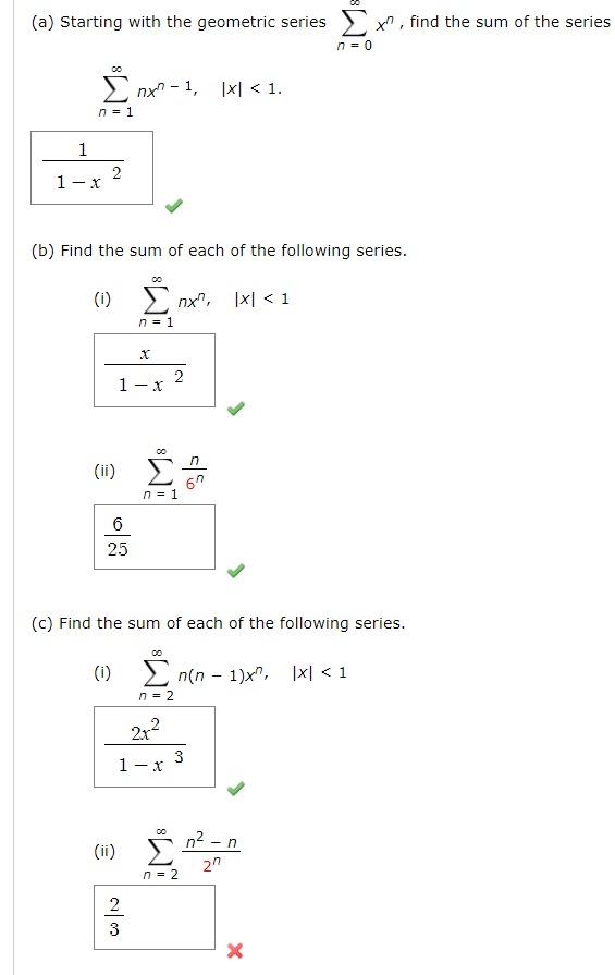 Solved (a) Starting With The Geometric Series 3 X, Find The | Chegg.com