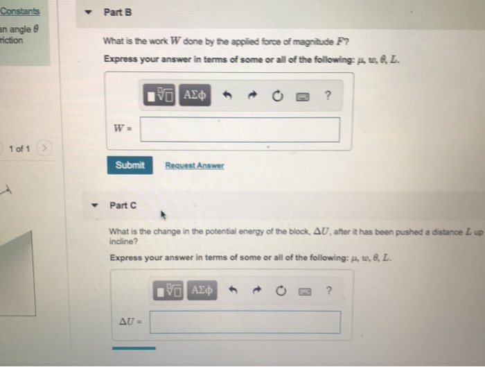 Solved speod Ablock of weight w sits on a plane reined at an | Chegg.com