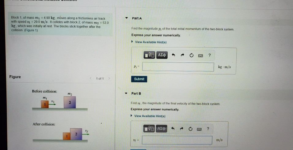 Solved Block 1 Of Mass M1 4 90 Kg Moves Along A