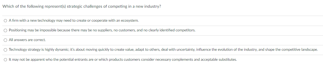 Solved Which Of The Following Represent(s) Strategic | Chegg.com