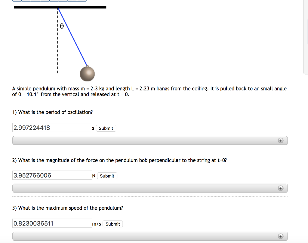 Solved A Simple Pendulum With Mass M = 2.3 Kg And Length | Chegg.com