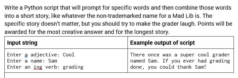 Solved Write a Python script that will prompt for specific | Chegg.com