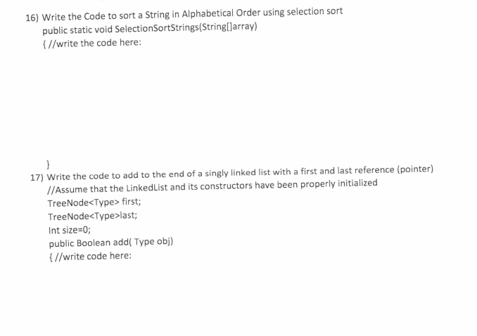 Solved 16) Write the code to sort a String in Alphabetical | Chegg.com