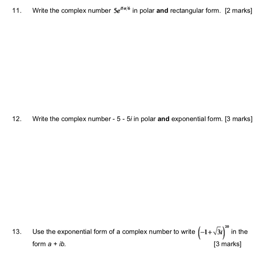 write the polar form of the complex number − 5 5i