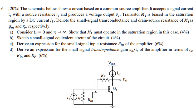 Solved 6. [20%] The schematic below shows a circuit based on | Chegg.com