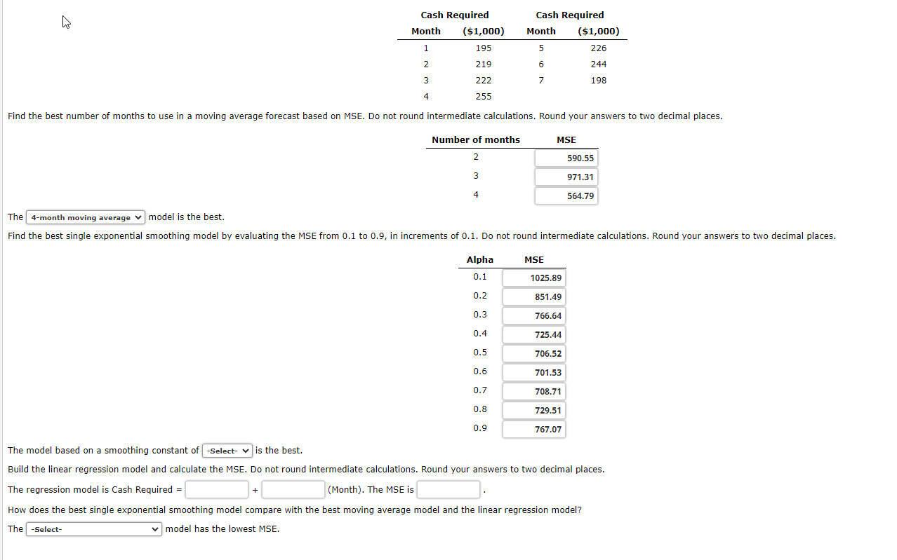 Solved Moving Average and Exponential Smoothing Excel | Chegg.com