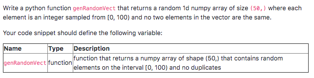 python - generating random integer numpy vector with a... Solved Write a python function genRandomVect that returns a | Chegg.com