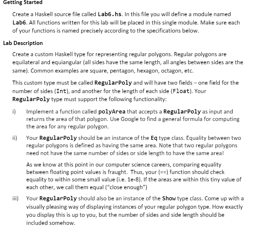 Getting Started Create a Haskell source file called | Chegg.com