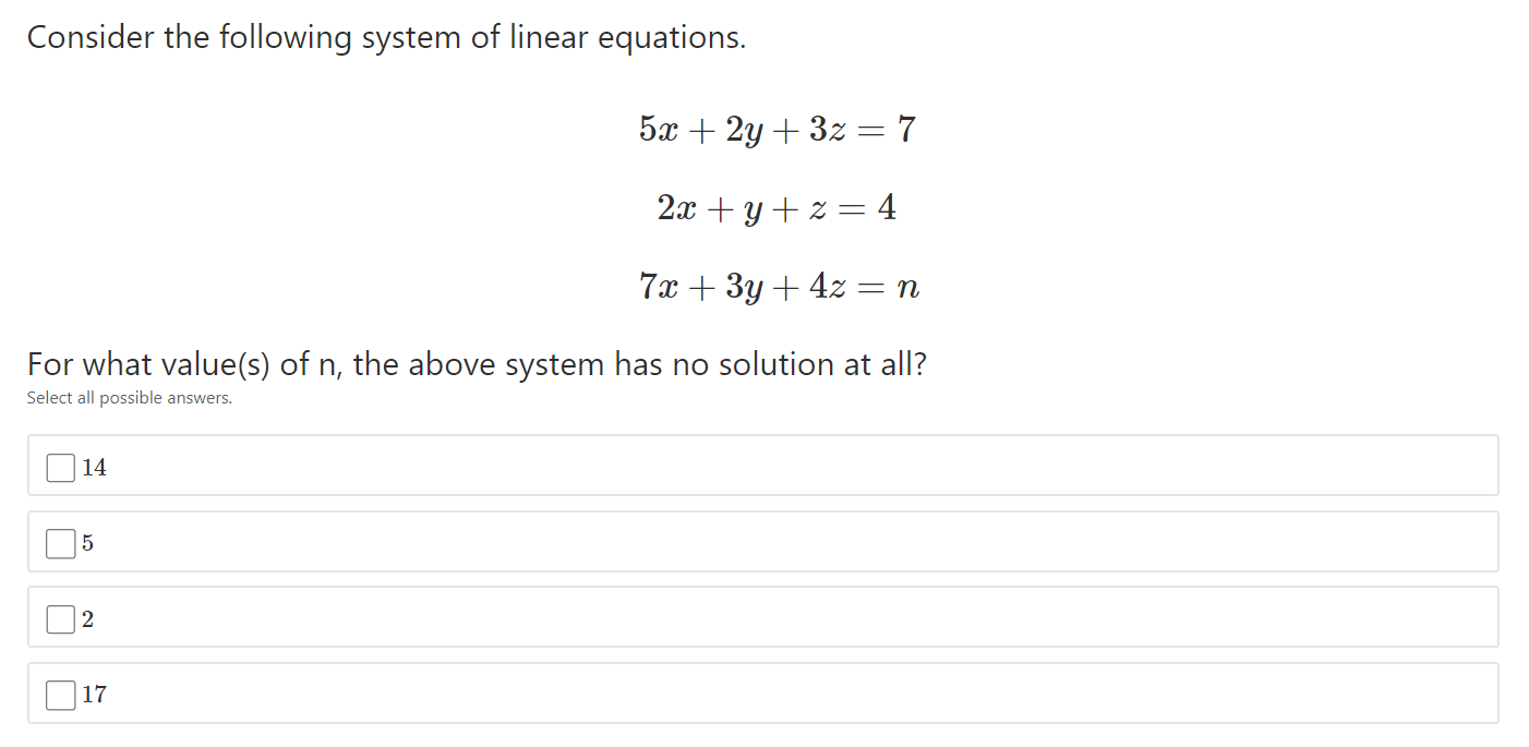 Solved Consider The Following System Of Linear Equations. | Chegg.com