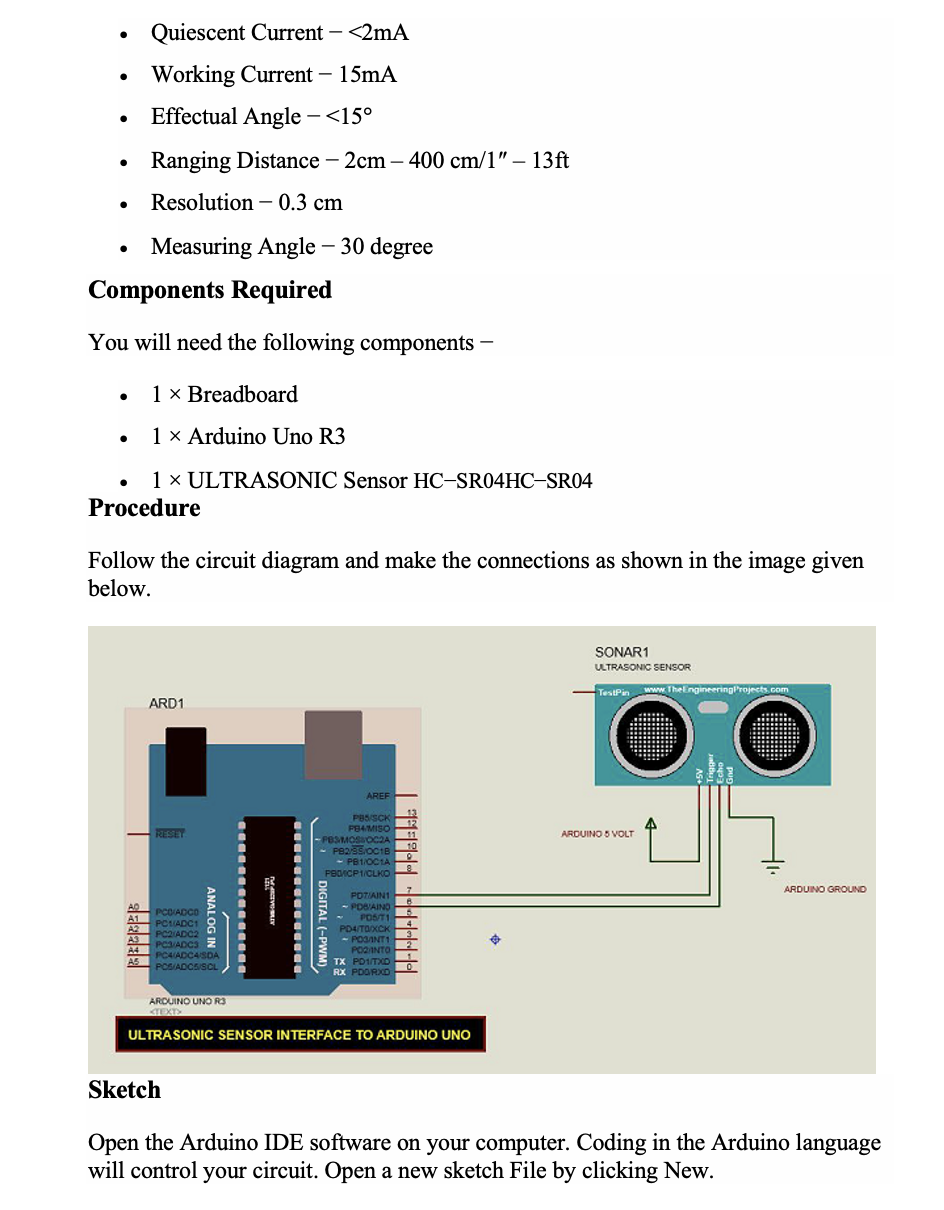 Solved Lab 5 Ultrasound Distance Measurement using ARDUINO | Chegg.com