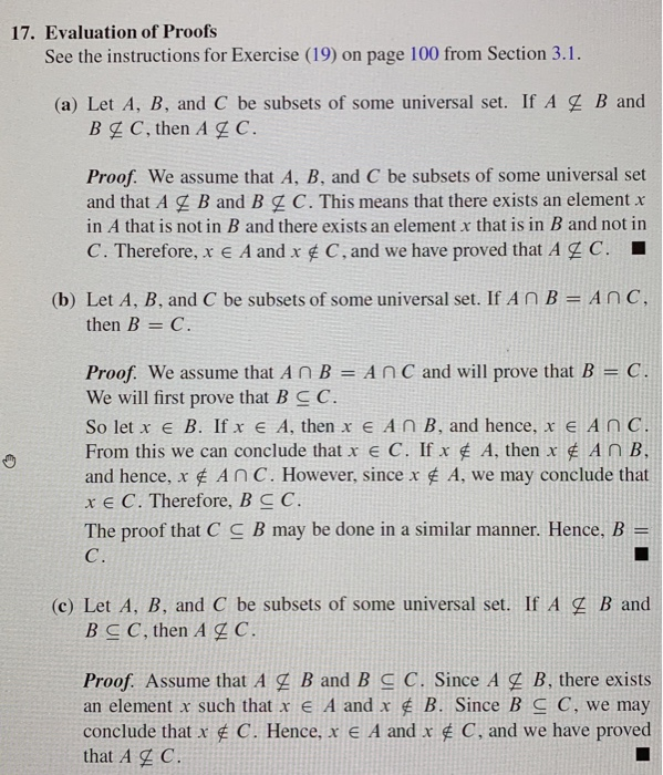 Solved 17. Evaluation of Proofs See the instructions for | Chegg.com