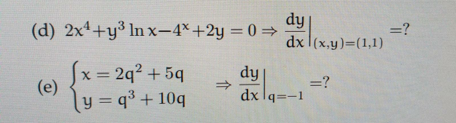 Solved D 2x4 Y Ln X 4x 2y 0 Dy Dx 1 X Y 1 1 Qu Chegg Com