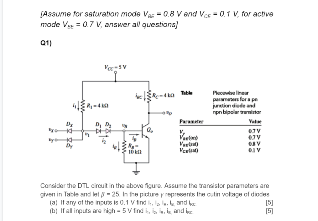 Solved [Assume for saturation mode VBE=0.8 V and VCE=0.1 V, | Chegg.com