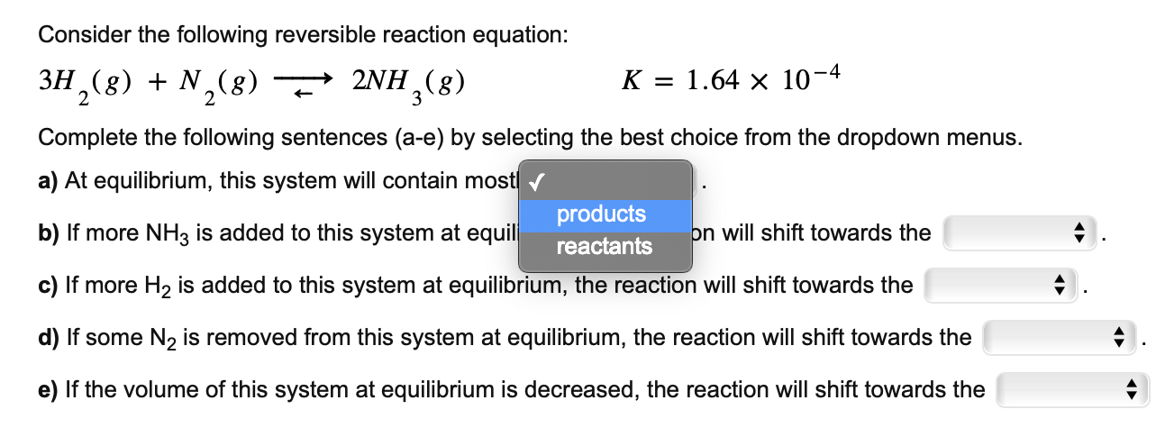 Solved Consider The Following Reversible Reaction Equation: | Chegg.com