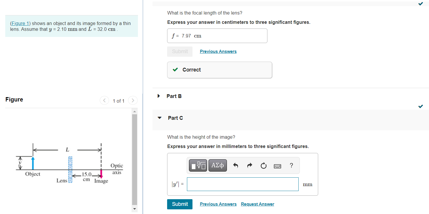 Solved What is the focal length of the lens? (Figure 1) | Chegg.com