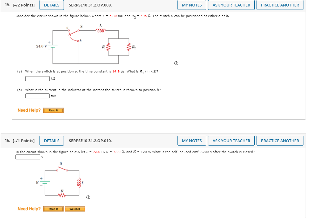 Solved 15. [-12 Points] DETAILS SERPSE10 31.2.OP.008. MY | Chegg.com