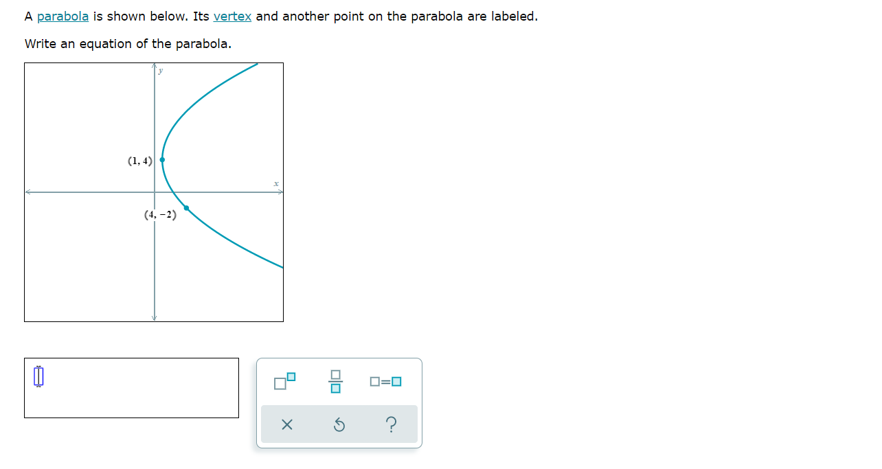 Solved A Parabola Is Shown Below Its Vertex And Another