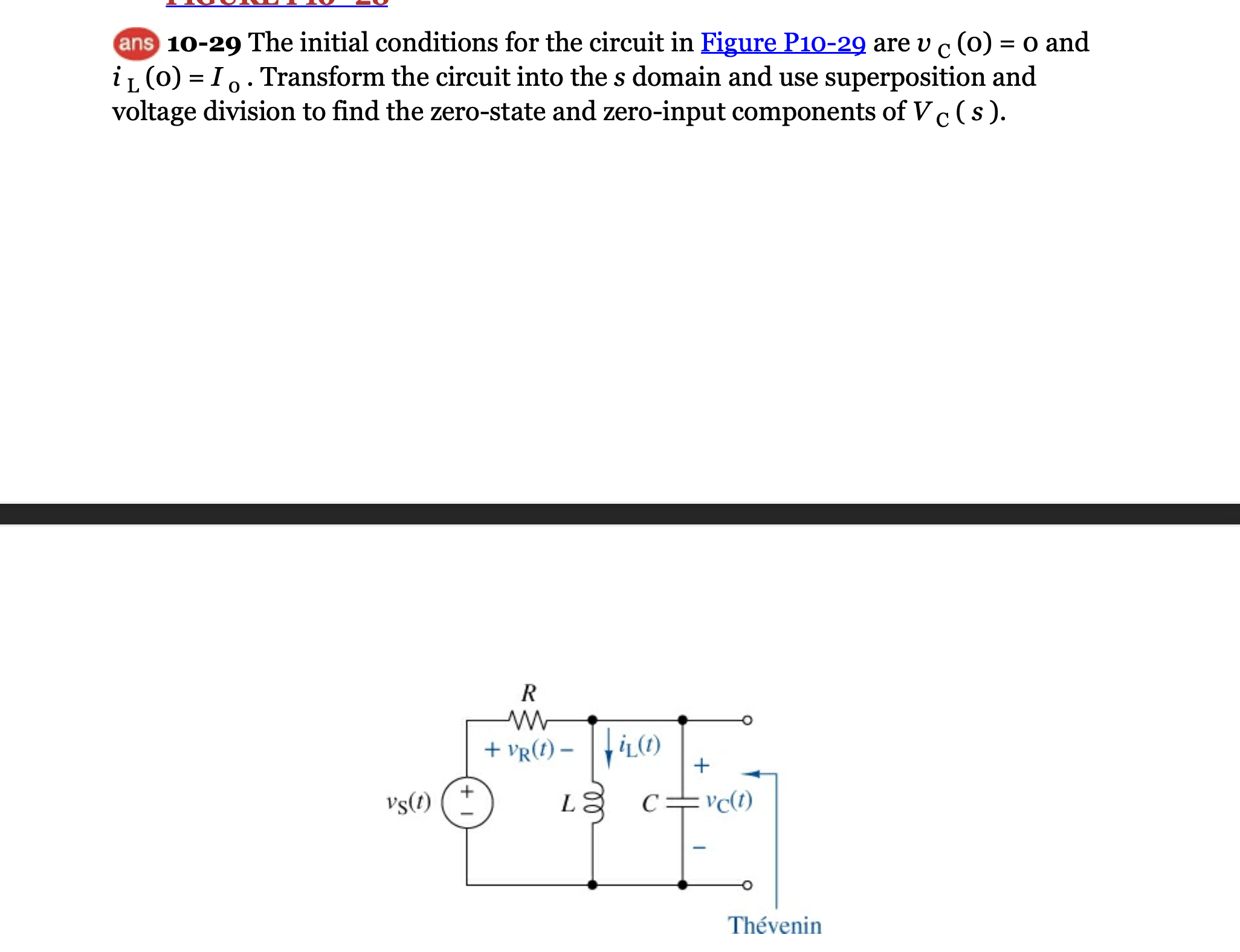 Solved ans 10-29 The initial conditions for the circuit in | Chegg.com