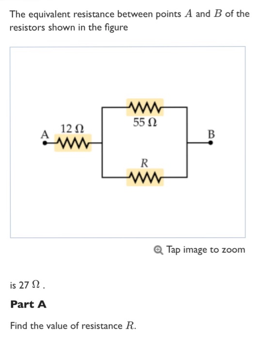 Solved The equivalent resistance between points A and B of