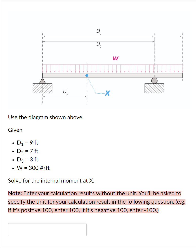 Solved Given D1 = 9 ft D2 = 7 ft D3 = 3 ft W = 300 | Chegg.com