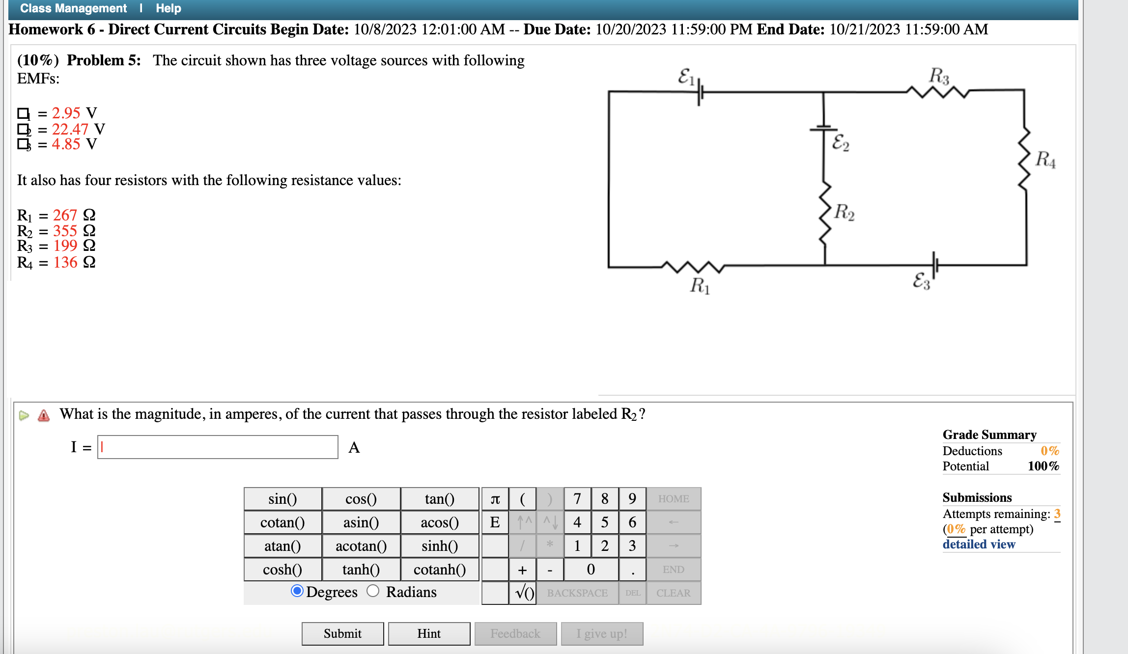 Solved (10\%) Problem 5: The Circuit Shown Has Three Voltage | Chegg.com