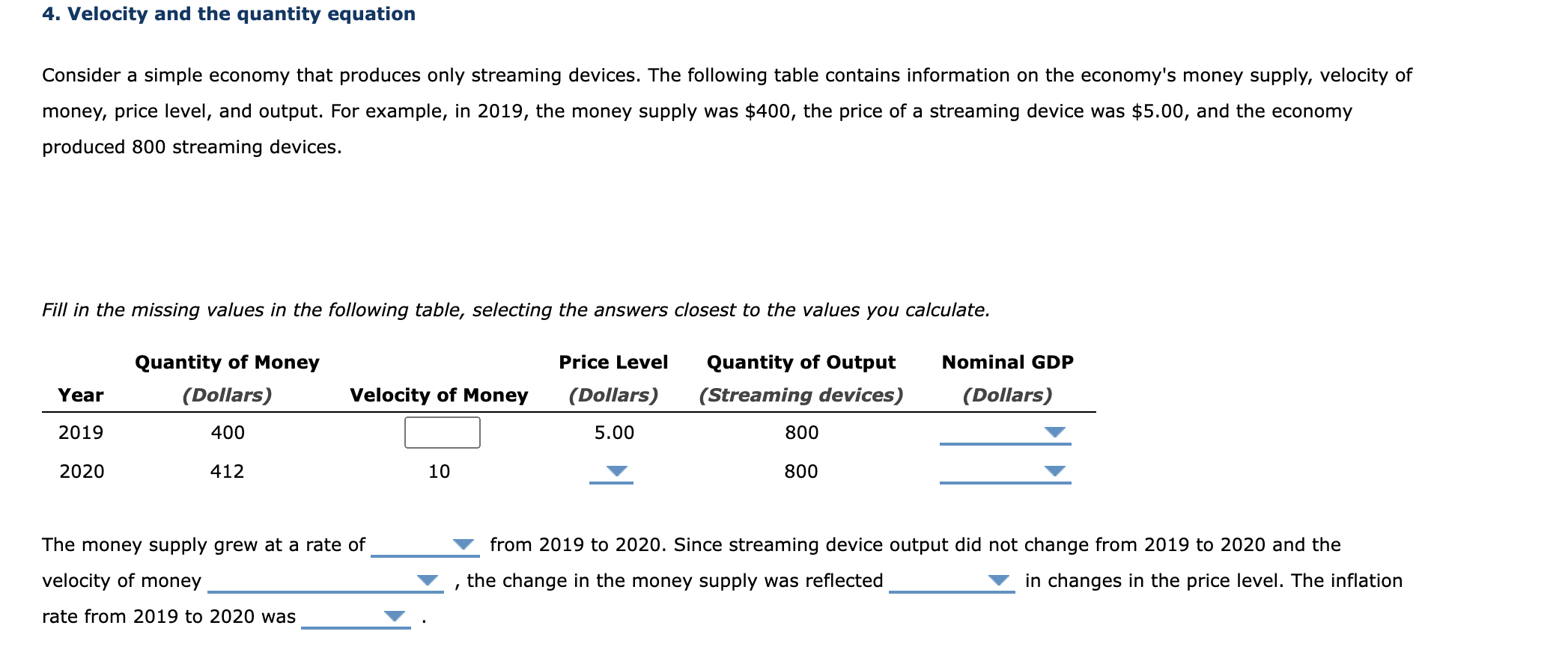Solved The money supply grew at a rate of velocity of money | Chegg.com