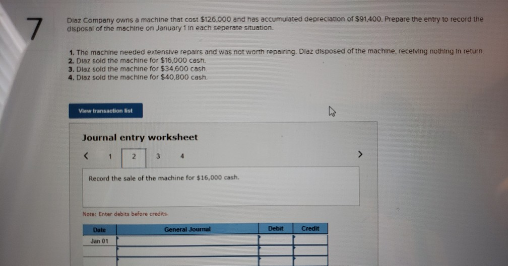 Solved Diaz Company owns a machine that cost 126,000 and