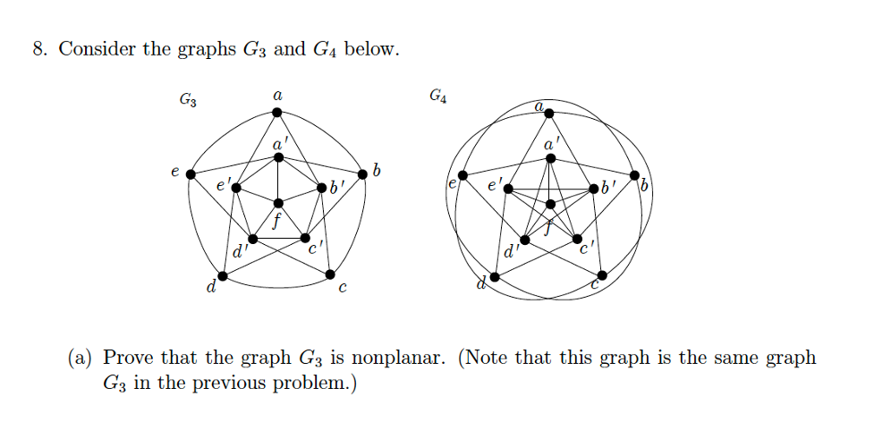 8. Consider the graphs G3 and G4 below. a G3 G4 L a a | Chegg.com