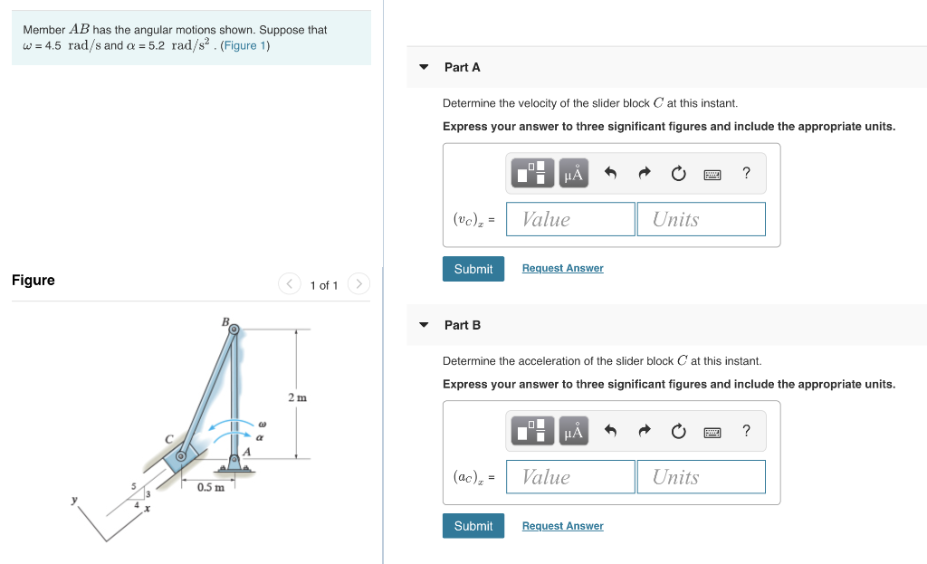 Solved Member AB has the angular motions shown. Suppose that | Chegg.com