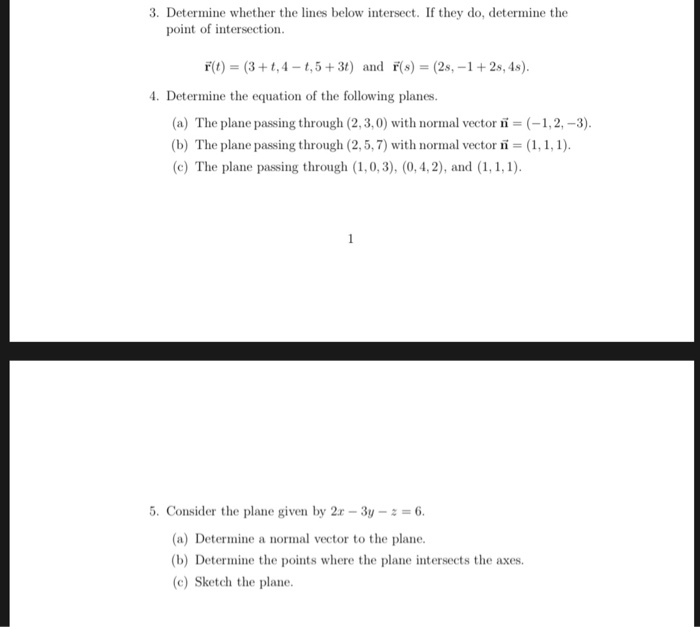 Solved 3. Determine whether the lines below intersect. If | Chegg.com