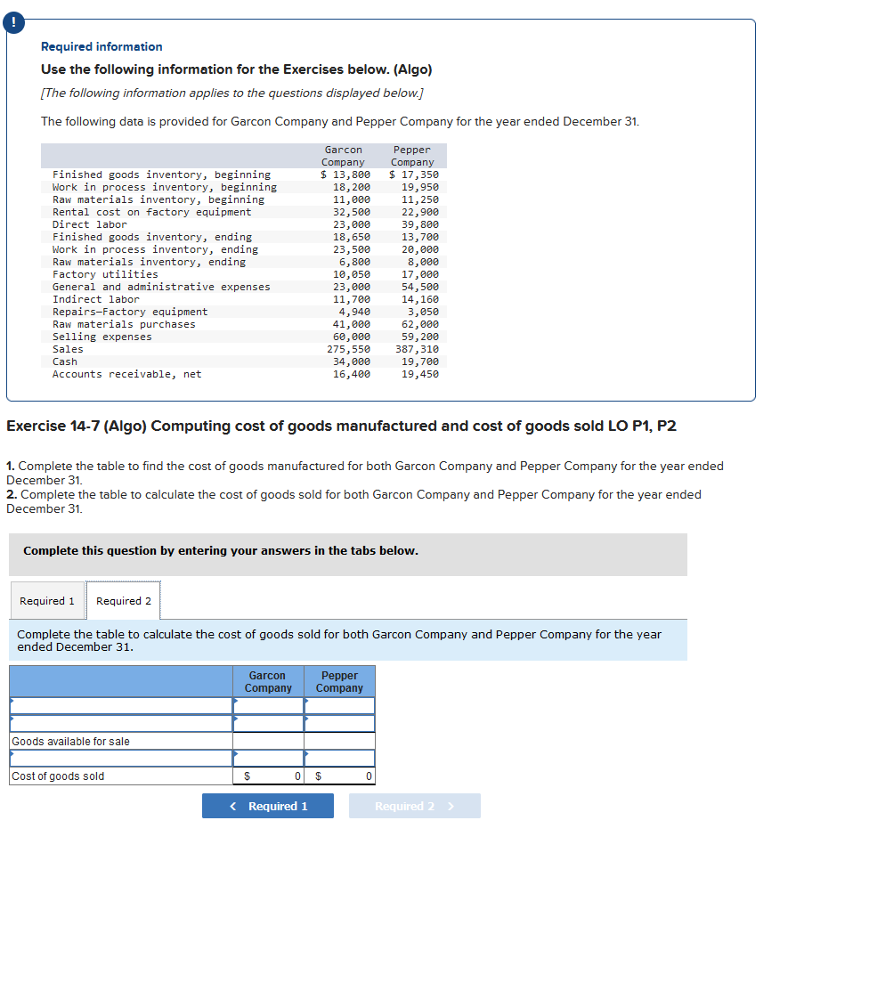 Solved Required Information Use The Following Information | Chegg.com