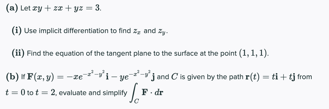 Solved A Let Xy Zx Yz 3 I Use Implicit Chegg Com