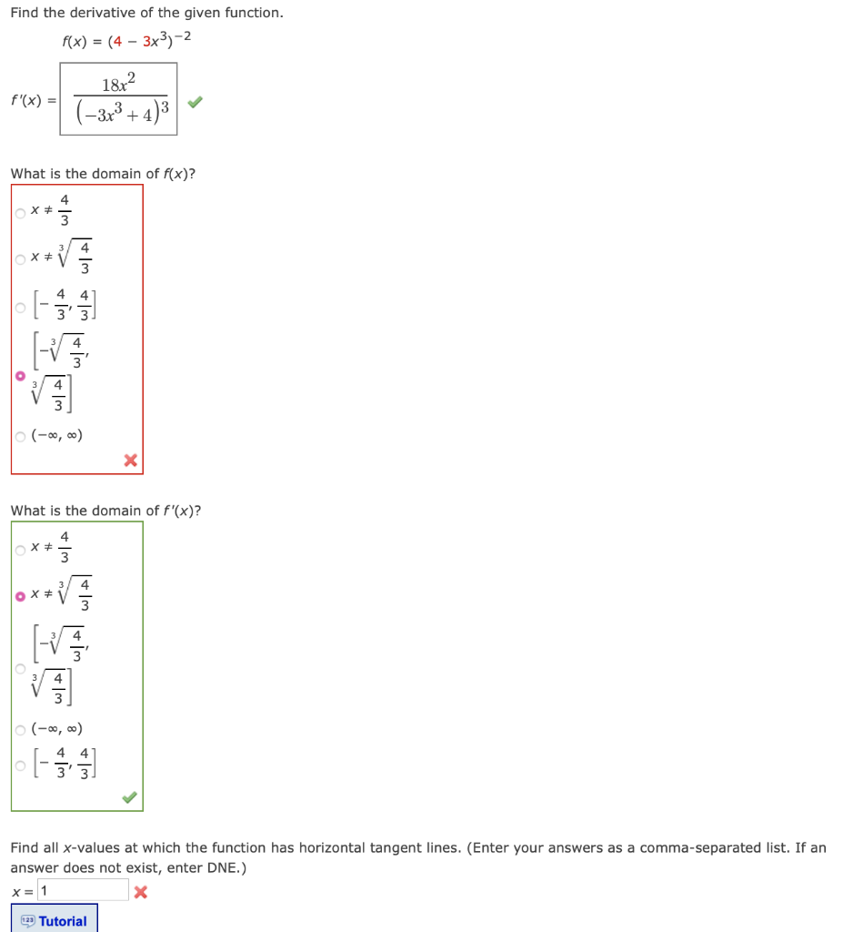 find the second derivative of the function f x 4x 3 x