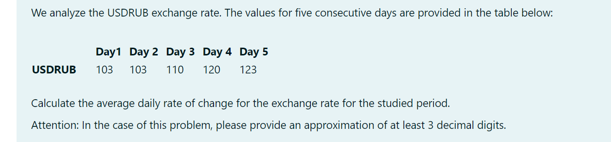 Solved We Analyze The USDRUB Exchange Rate. The Values For | Chegg.com