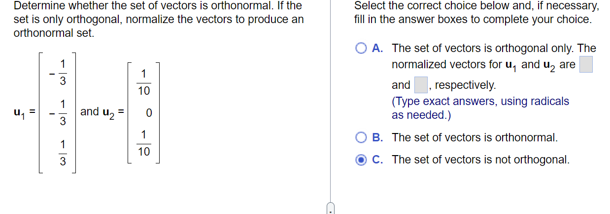 Solved Determine Whether The Set Of Vectors Is Orthonormal. | Chegg.com