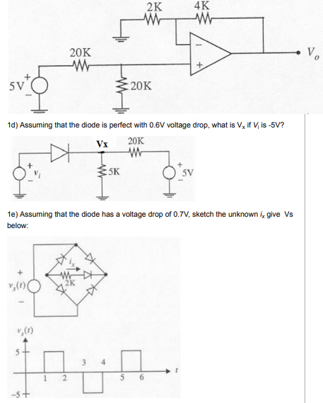 Solved Problem 1. OP Amp and Diode problem -5 parts = 15 | Chegg.com