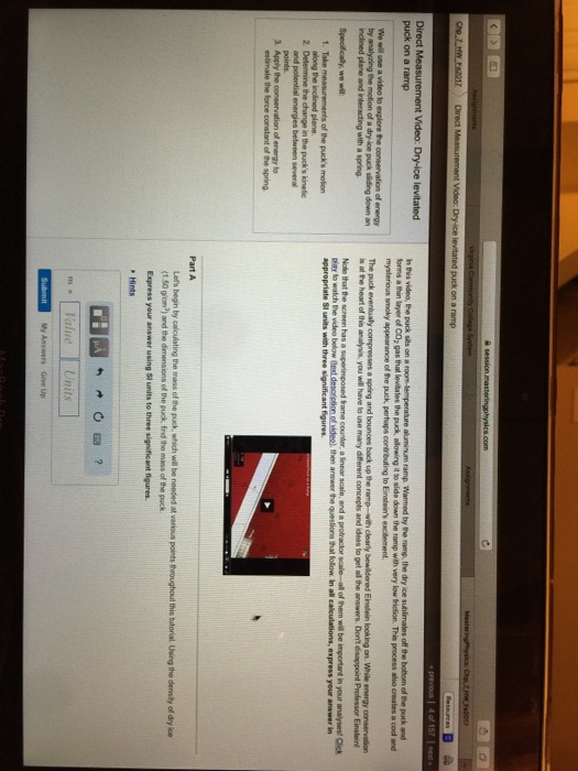 Solved Direct puck on a ramp Video Dryice n this video,