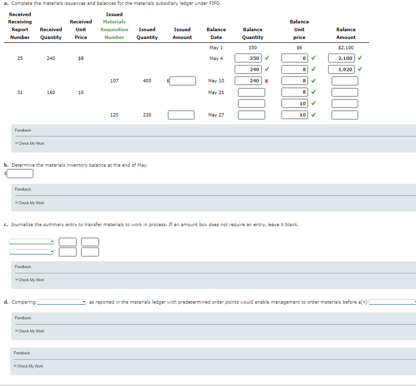 Solved B. Determine The Materials Inventory Balance At The | Chegg.com