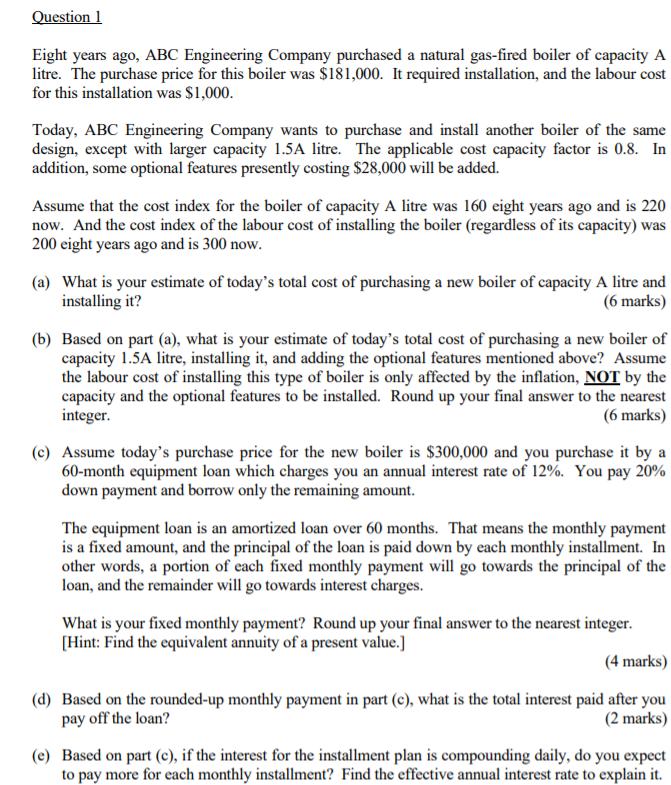 Solved Question 1 same Eight years ago, ABC Engineering | Chegg.com