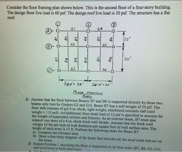 Solved Consider the floor framing plan shown below. This is | Chegg.com