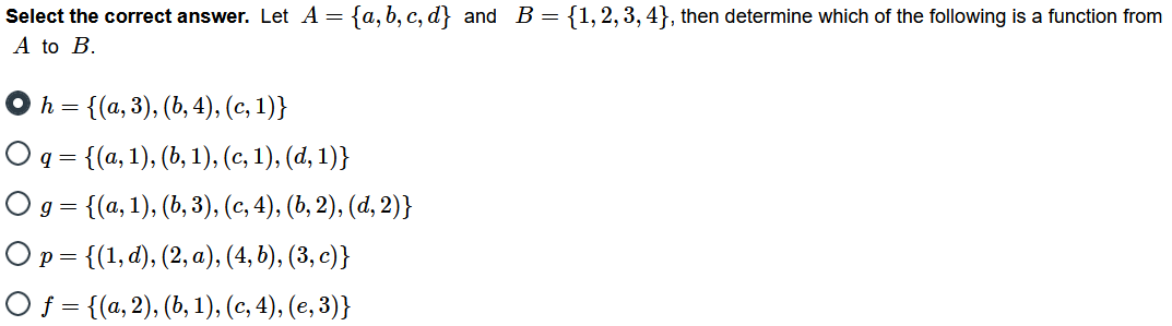 Solved B= Select the correct answer. Let A = {a,b,c,d} and A | Chegg.com